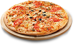 Pizza marguerita à 5€ - tomate, émmental et olives